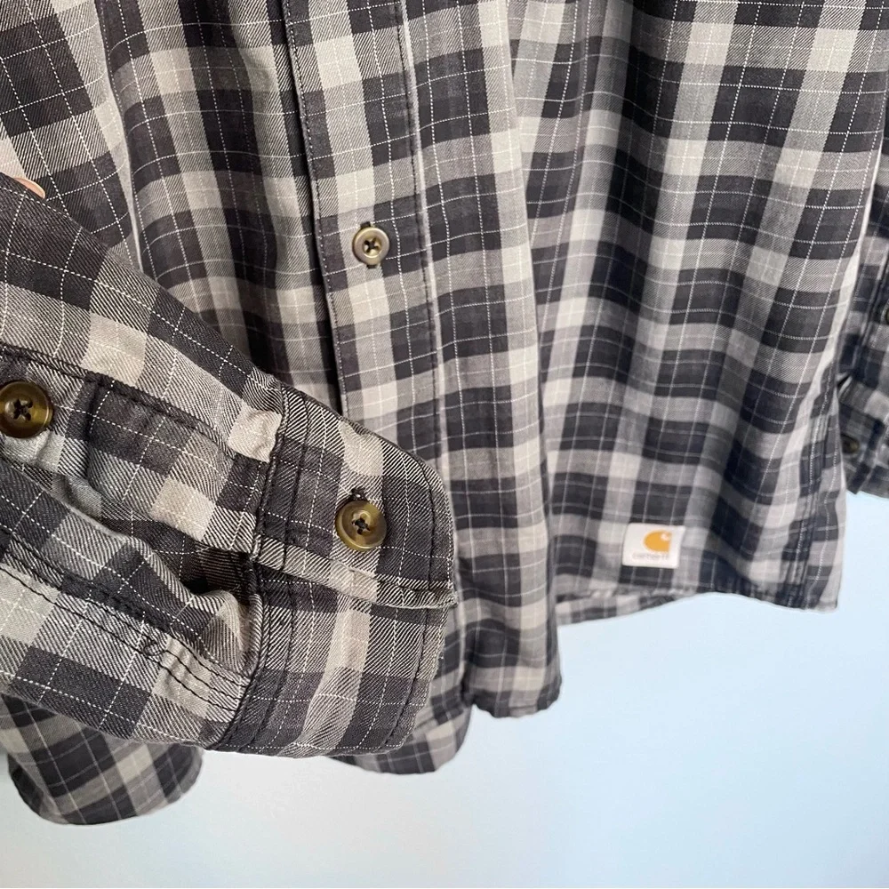 Carhartt Men's Relaxed Force Long Sleeve Button Up Plaid Flannel Shirt Medium - Picture 3 of 7